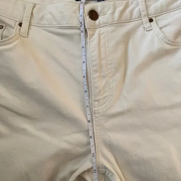 Boden Girlfriend Cream Denim Straight Leg Jeans Size 12 Regular Classic Preppy - Picture 5 of 10